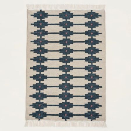 Handcrafted Vintage Multicolor Wool Dhurrie For Living